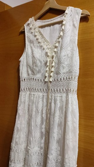 Vestido Ibicenco Blanco Encaje Talla Única
