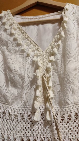 Vestido Ibicenco Blanco Encaje Talla Única