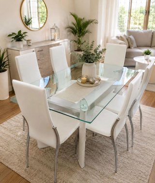 Nuevo pack mesa con 6 sillas blanco