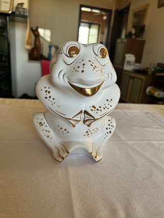 Statuina Rana Vintage Ceramica Oro Bianco