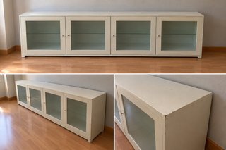 Mueble TV/Aparador Blanco Puertas Cristal