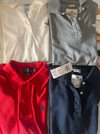 Camiseta Polo Hollister Blanca Talla XS y S