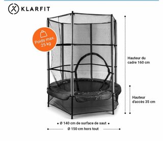 Trampolín Klarfit 140 cm - 25 kg