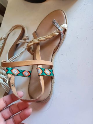 Sandalias Zara Beige Multicolor