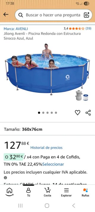 Piscina desmontable Venii 360x76