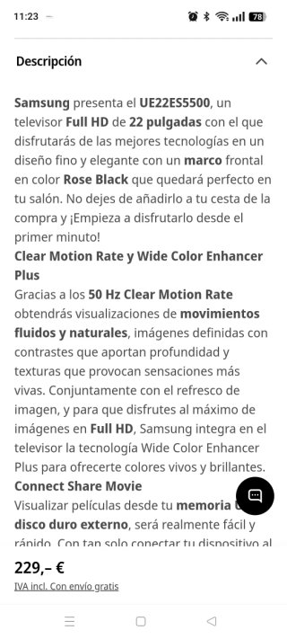 TV LED 22" Samsung Full HD