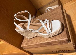 Sandalias Marypaz blancas cuña esparto