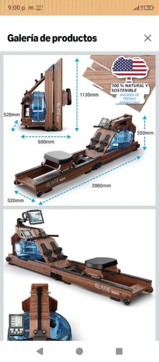 Máquina de remo agua