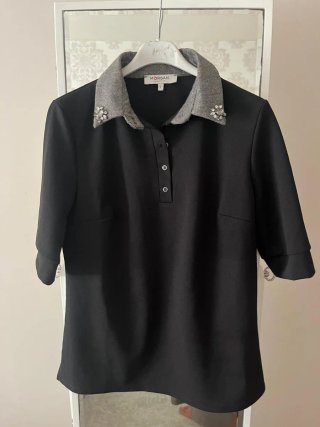 Camisa Morgan Negra con Detalles Plateados Talla L