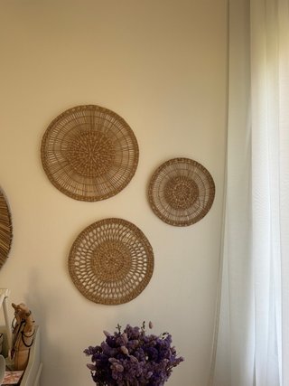 Set di 3 piatti in rattan per decorazione murale