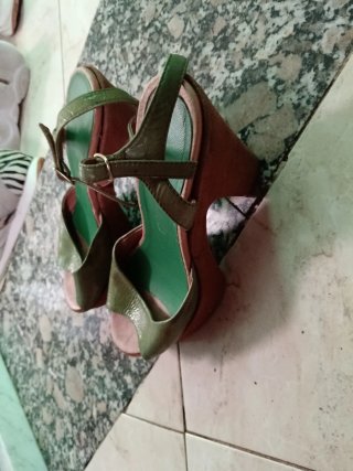 Zapatillas de vestir tacón mujer verde oliva