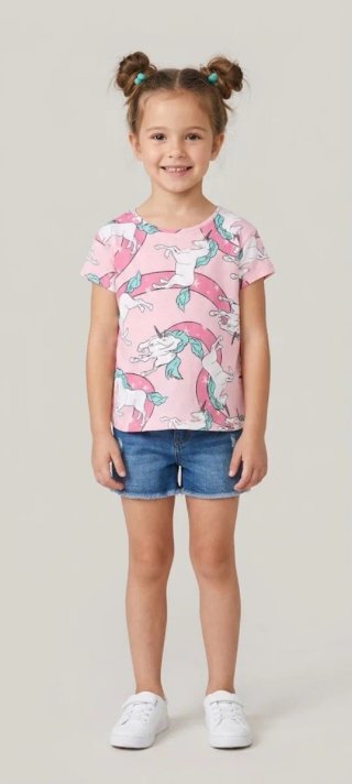 Camiseta infantil unicornios rosa