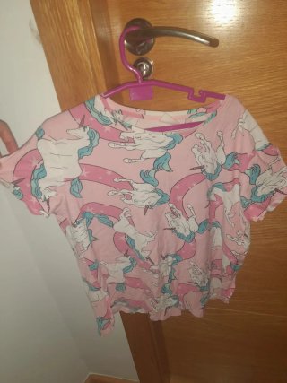 Camiseta infantil unicornios rosa