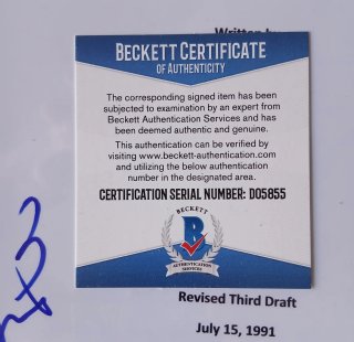 Guión "A Few Good Men"Firma Kevin Bacon (Beckett)