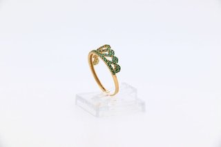 ANILLO PEQUEÑO CORONA CIRCONITAS VERDES.