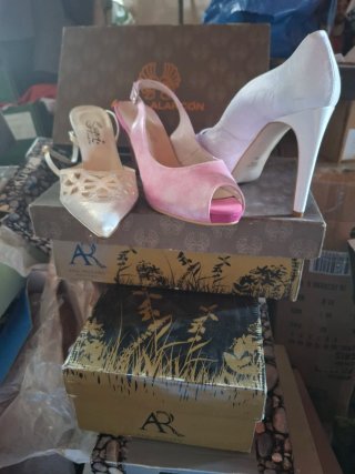 Zapato Talla 42 Dorados y Rosas