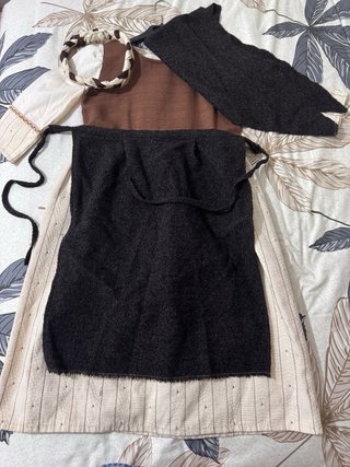 Vestido medieval niña beige y marrón