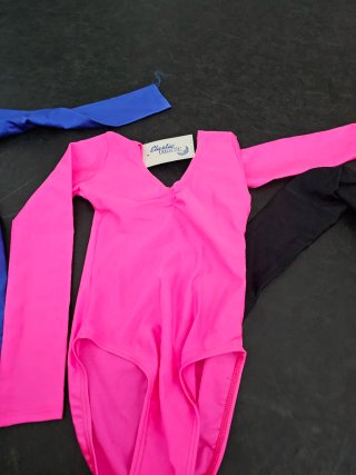 Maillot Ballet Niña 8 Años Negro/Azul/Rosa Nuevo