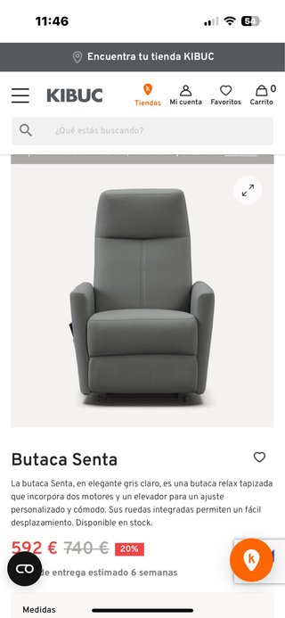Butaca relax KIBUC gris