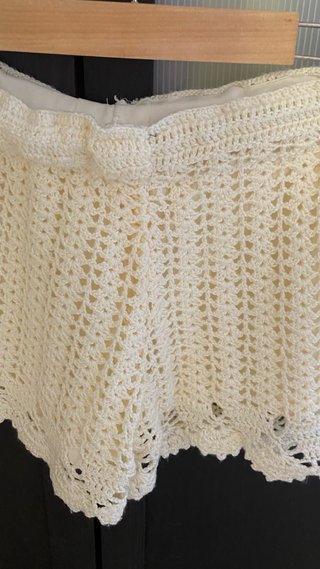 Shorts de crochet beige