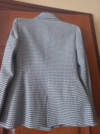 Blazer Zara Cuadros Gris y Blanco
