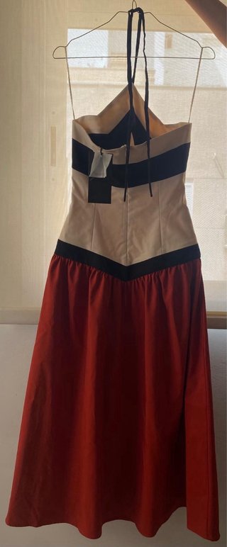 Vestido IQ Collection Beige y Rojo