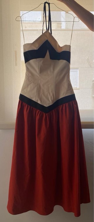 Vestido IQ Collection Beige y Rojo