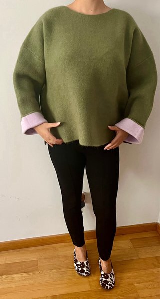 Jersey Zara verde y lila talla L