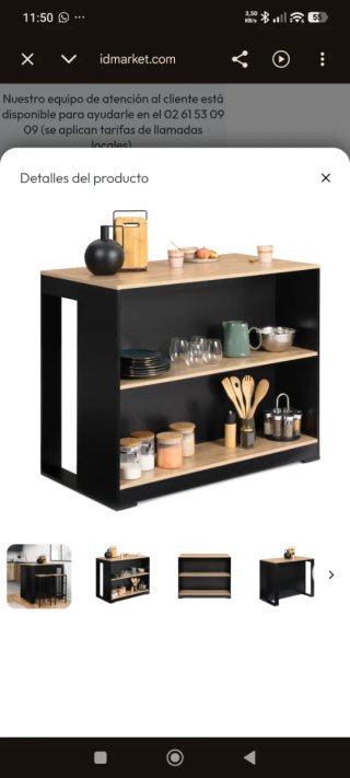 Mesa Barra Cocina Madera Negra Jdmarket