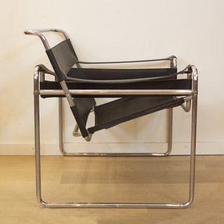Poltrona Stile Wassily B3 Pelle e Metallo