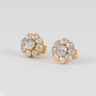 Pendientes antiguos oro amarillo 18k y diamantes