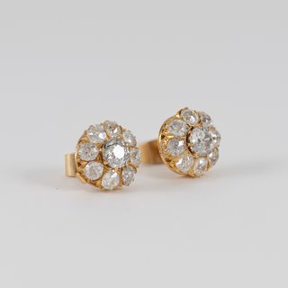 Pendientes antiguos oro amarillo 18k y diamantes
