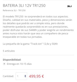 Batería Litio 3LI 12V TR1250