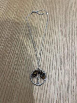 Collar árbol de la vida plata y marrón