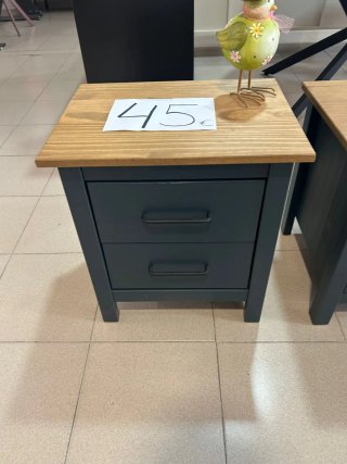 Mesita de noche pino azul y madera