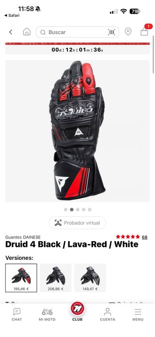 Guantes Dainese Druid 4 Negro/Rojo