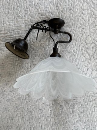 Lámpara Techo Vintage Forja Cristal Tulipán