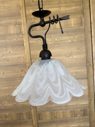 Lámpara Techo Vintage Forja Cristal Tulipán