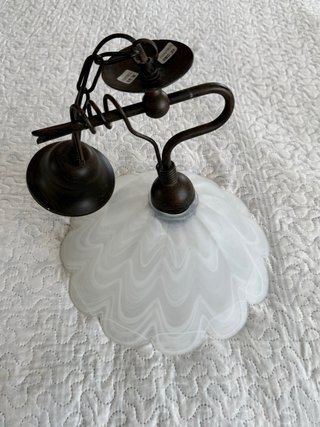 Lámpara Techo Vintage Forja Cristal Tulipán