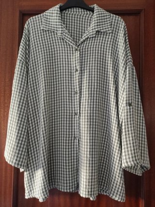 Camisa cuadros verde y blanco mujer