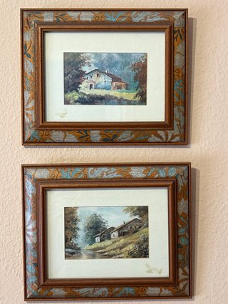 2 Cuadros de Casas con Marco Decorado