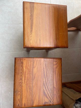 Conjunto mesa y banco esquinero madera y taburetes