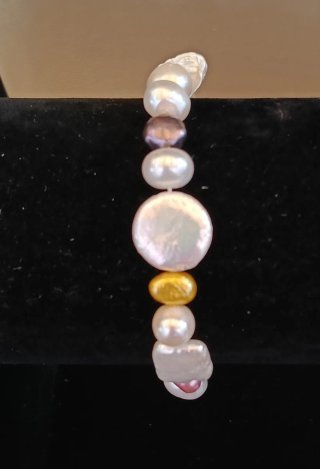 Pulsera Perlas Naturales Barrocas Variadas