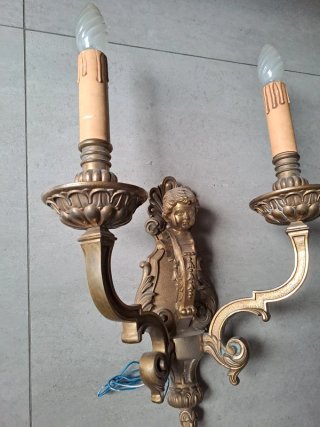 Applique ottone 2 luci con putto