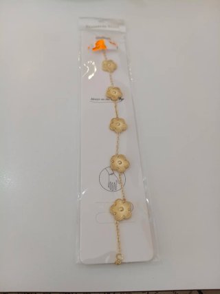 Pulsera acero inoxidable trébol dorado