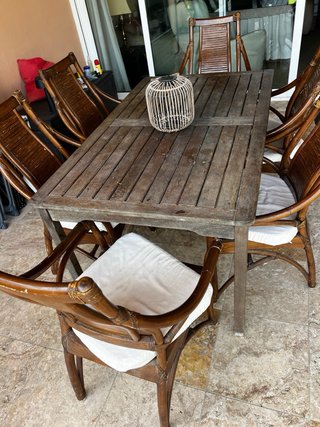 Comedor exterior madera + 6 sillas