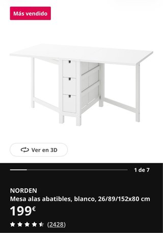 Mesa plegable Norden IKEA comedor cocina