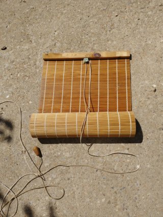Persiana enrollable bambú y madera