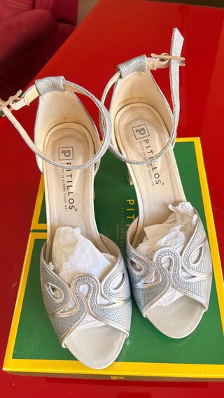 Zapatos Pitillos Piel T38 Plateados