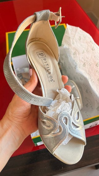 Zapatos Pitillos Piel T38 Plateados
